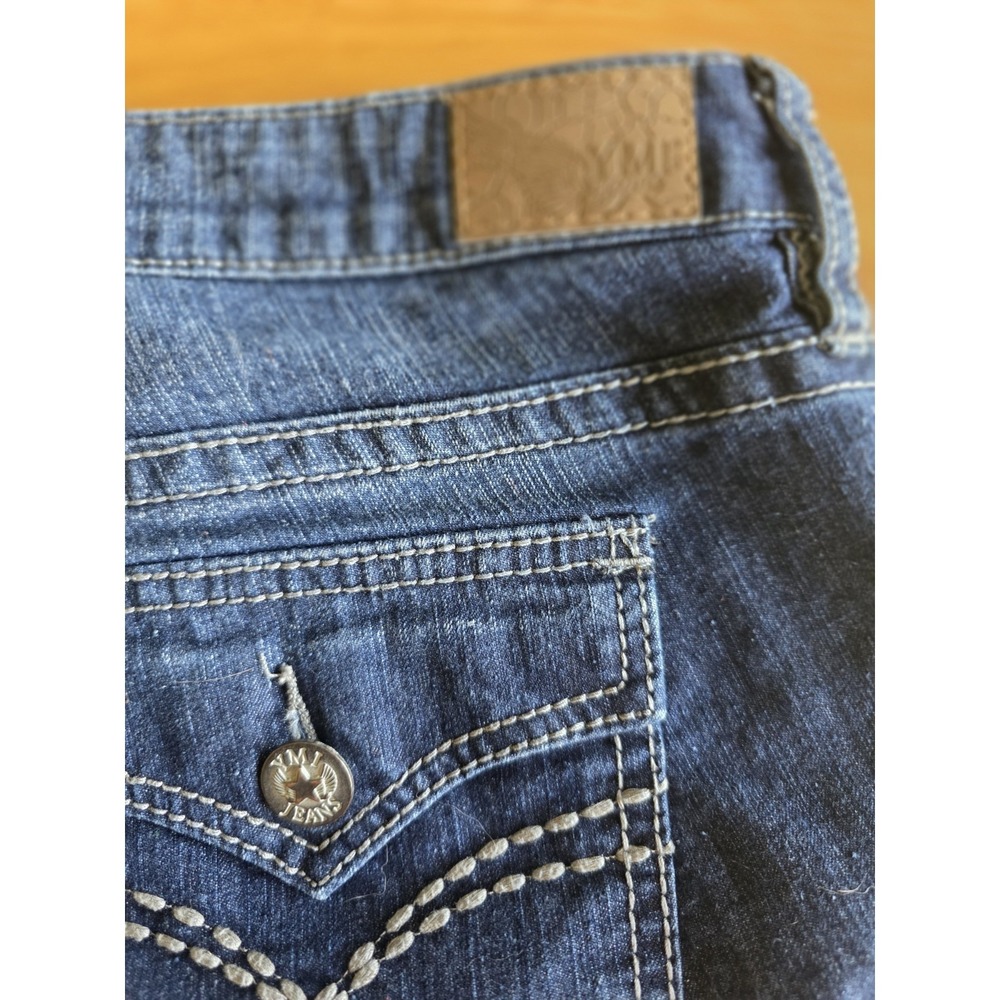 YMI Jeans Womens 18 Dark Wash Cut Off Denim Shorts Thick Stitch Frayed Stretch - Picture 6 of 8